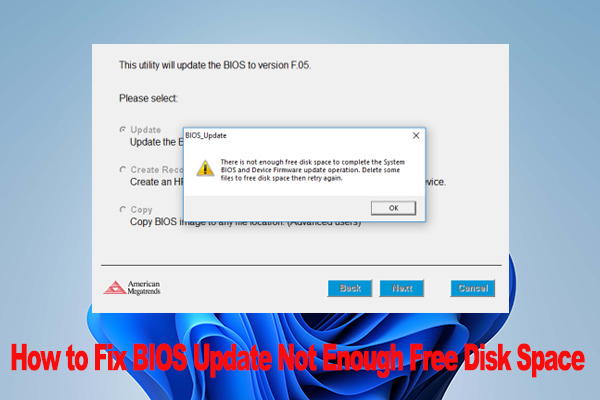 BIOS Update Failed Not Enough Free Disk Space Error [Solved]