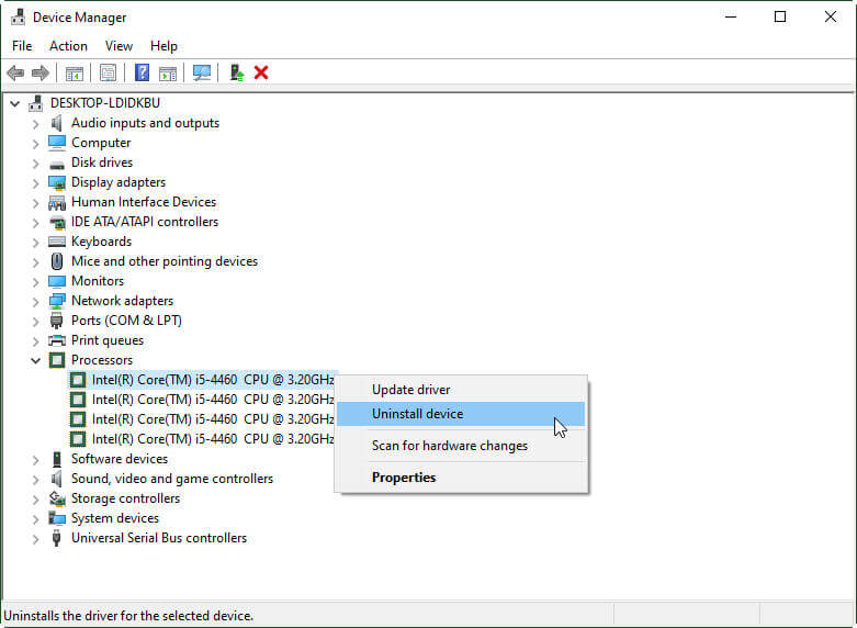 Uninstall CPU Device