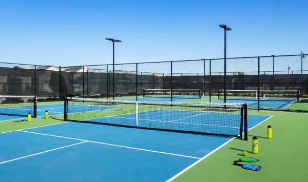 Seven pickleball courts for games and tournaments