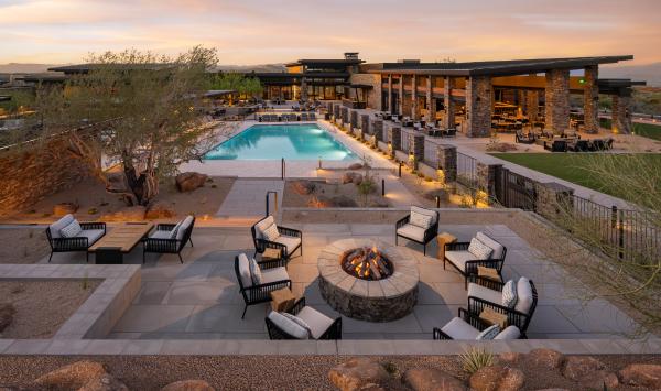 Resort-style pools and outdoor gathering areas