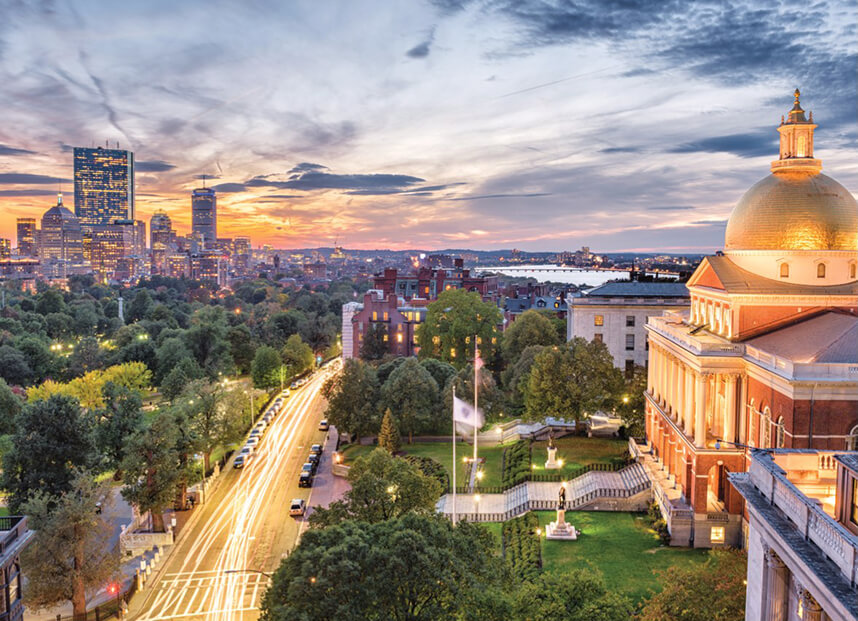 Aerial view of downtown Boston, MA