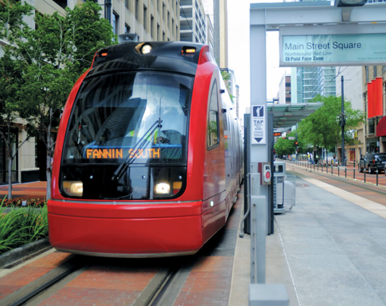 Metro Train In Downtown Houston Texas