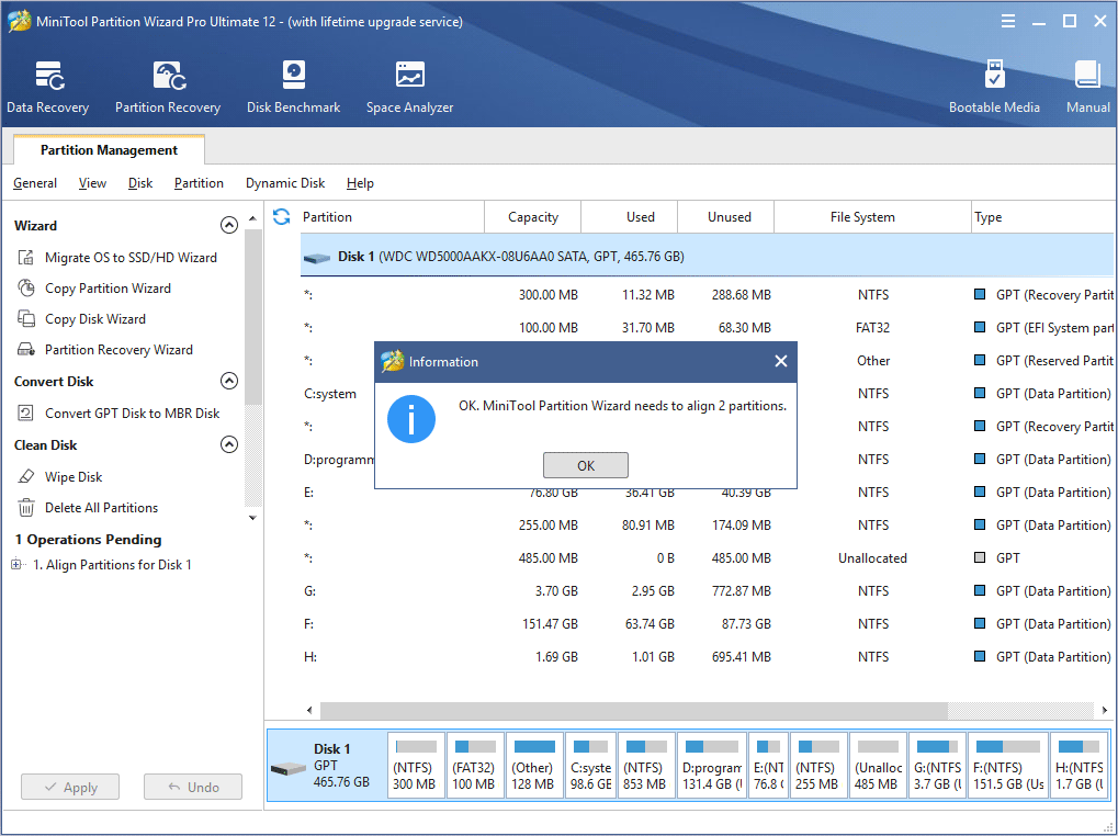 some partitions need to be aligned