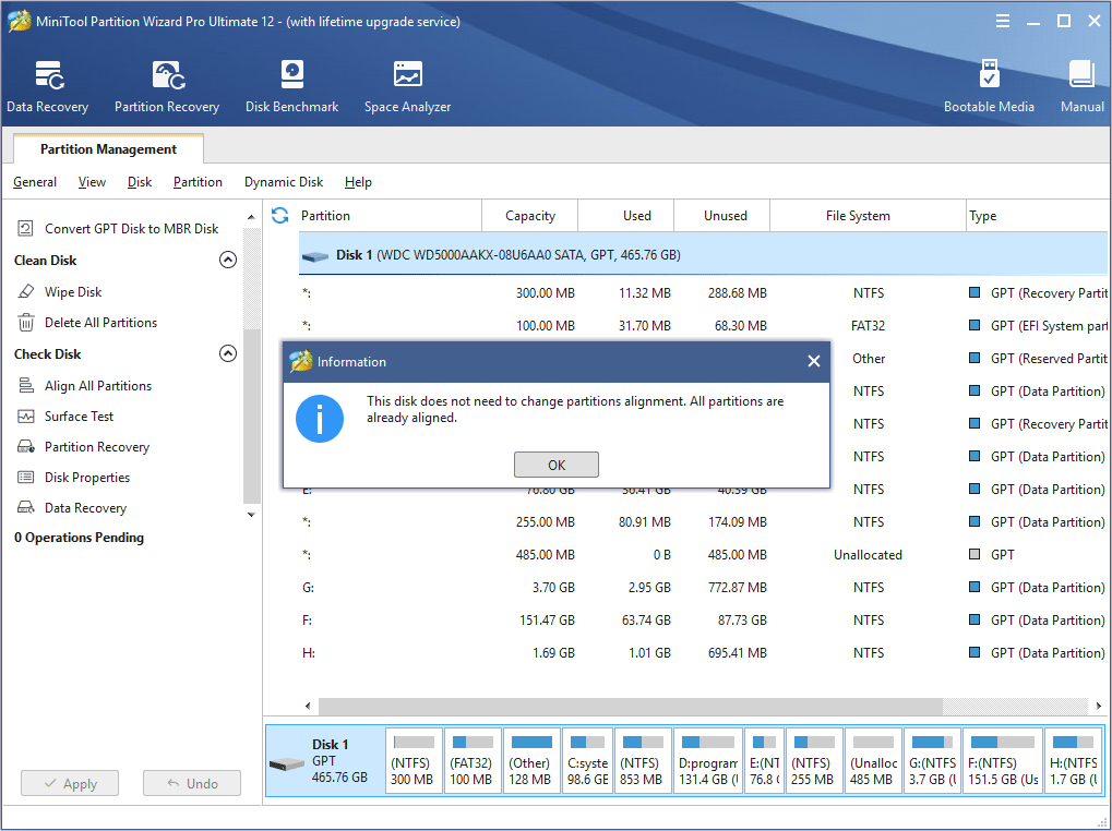 no partition needs to be aligned