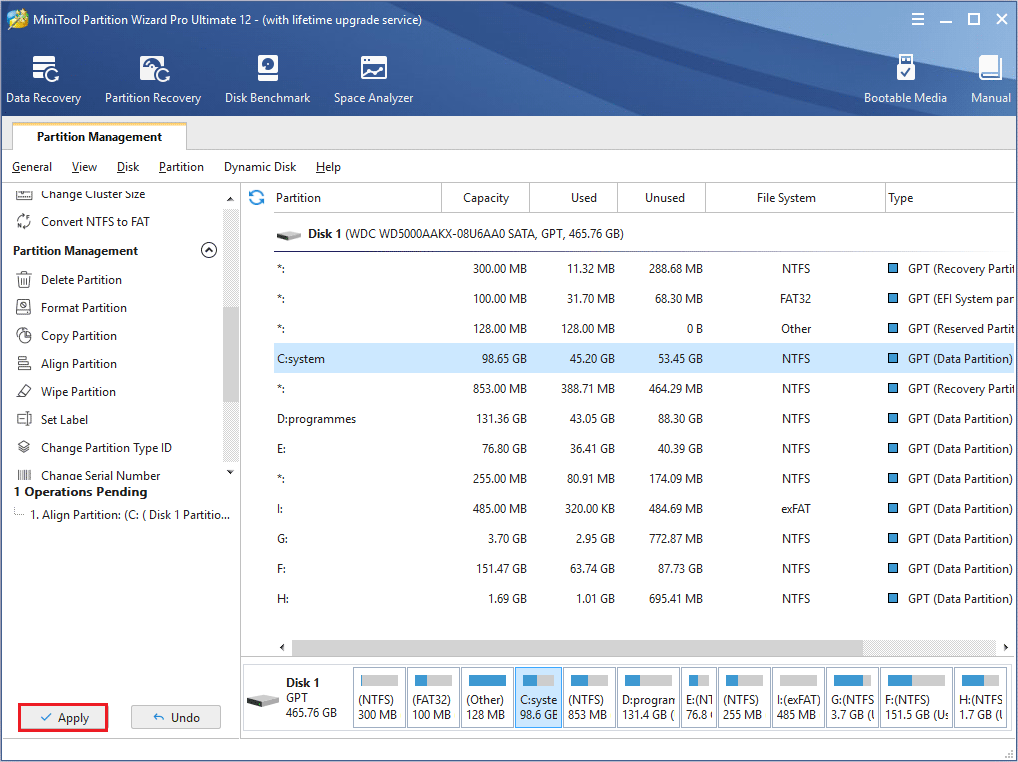 partition does not need to change alignment