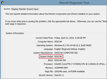 check Asus system model