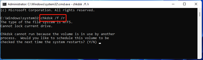 check disk errors using CHKDSK