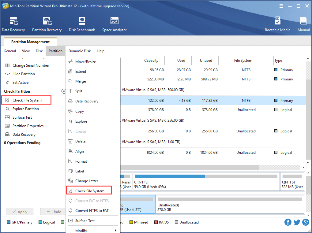 the place to select Check File System