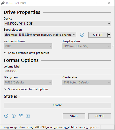 burn Chrome OS Flex to USB