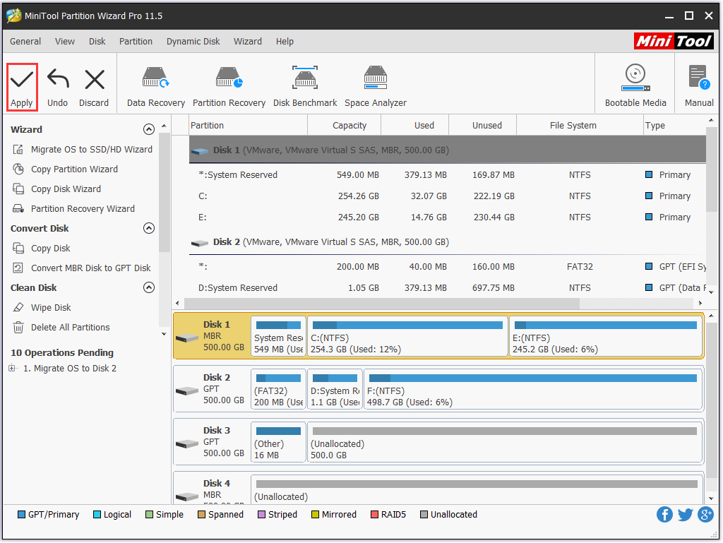 click Apply to start Migrate OS