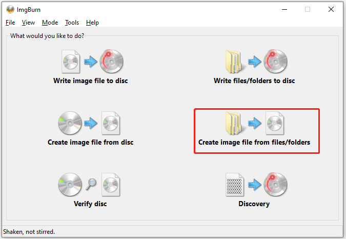 click Create image file from files or folders