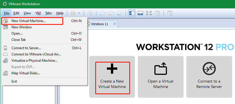 click Create a New Virtual Machine