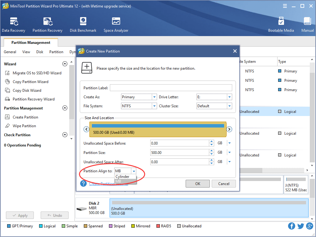 specify the partition parameters