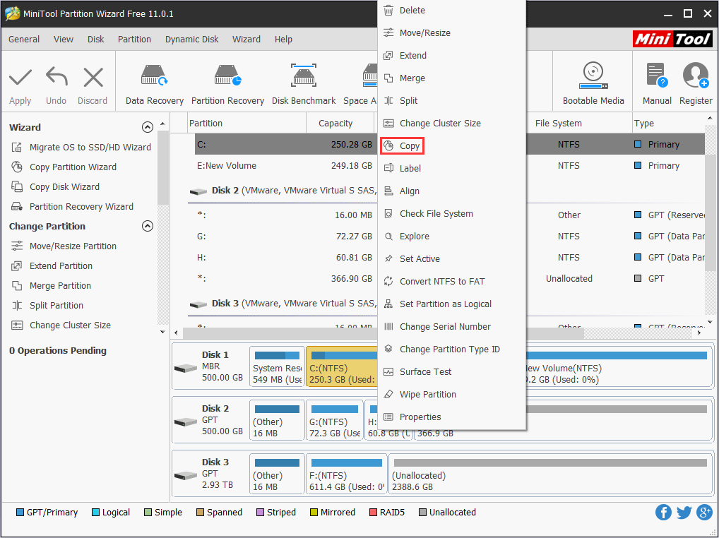 activate Copy Partition feature