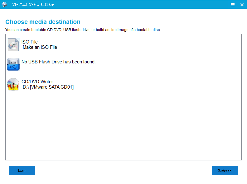 choose media destination