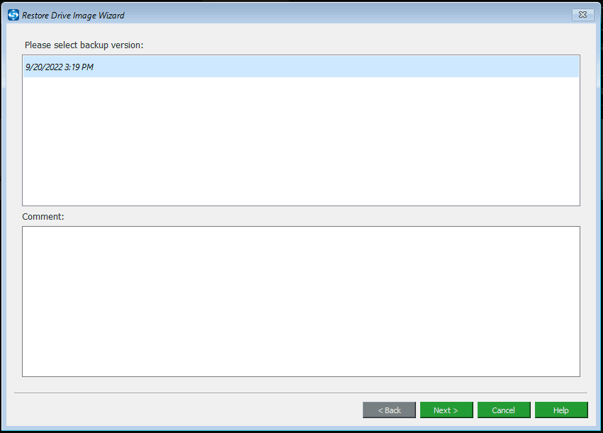 choose a backup version to restore