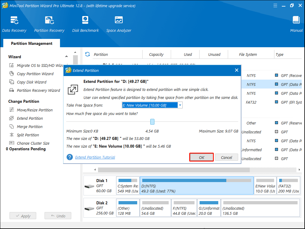 take free space from another partition