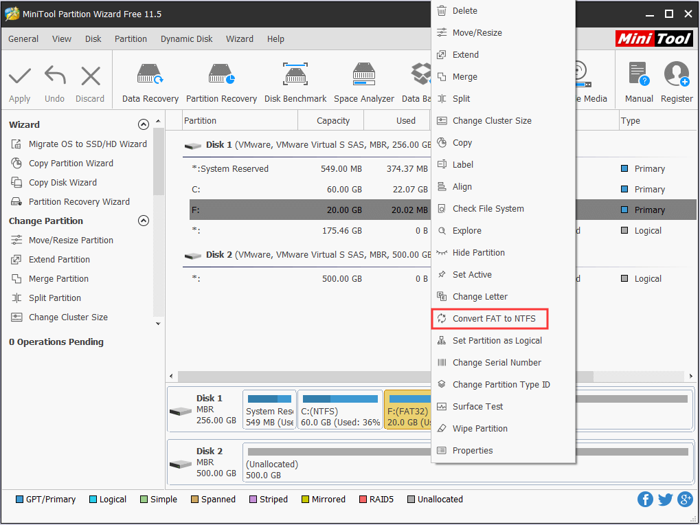 choose Convert FAT to NTFS option