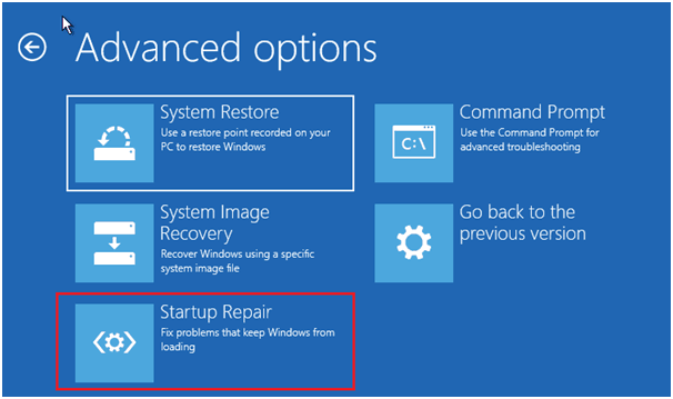 choose Startup Repair