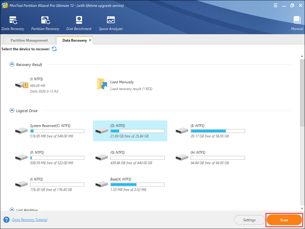 select a partition to scan