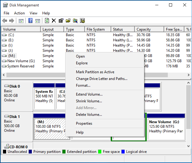 shrink volume in Disk Management