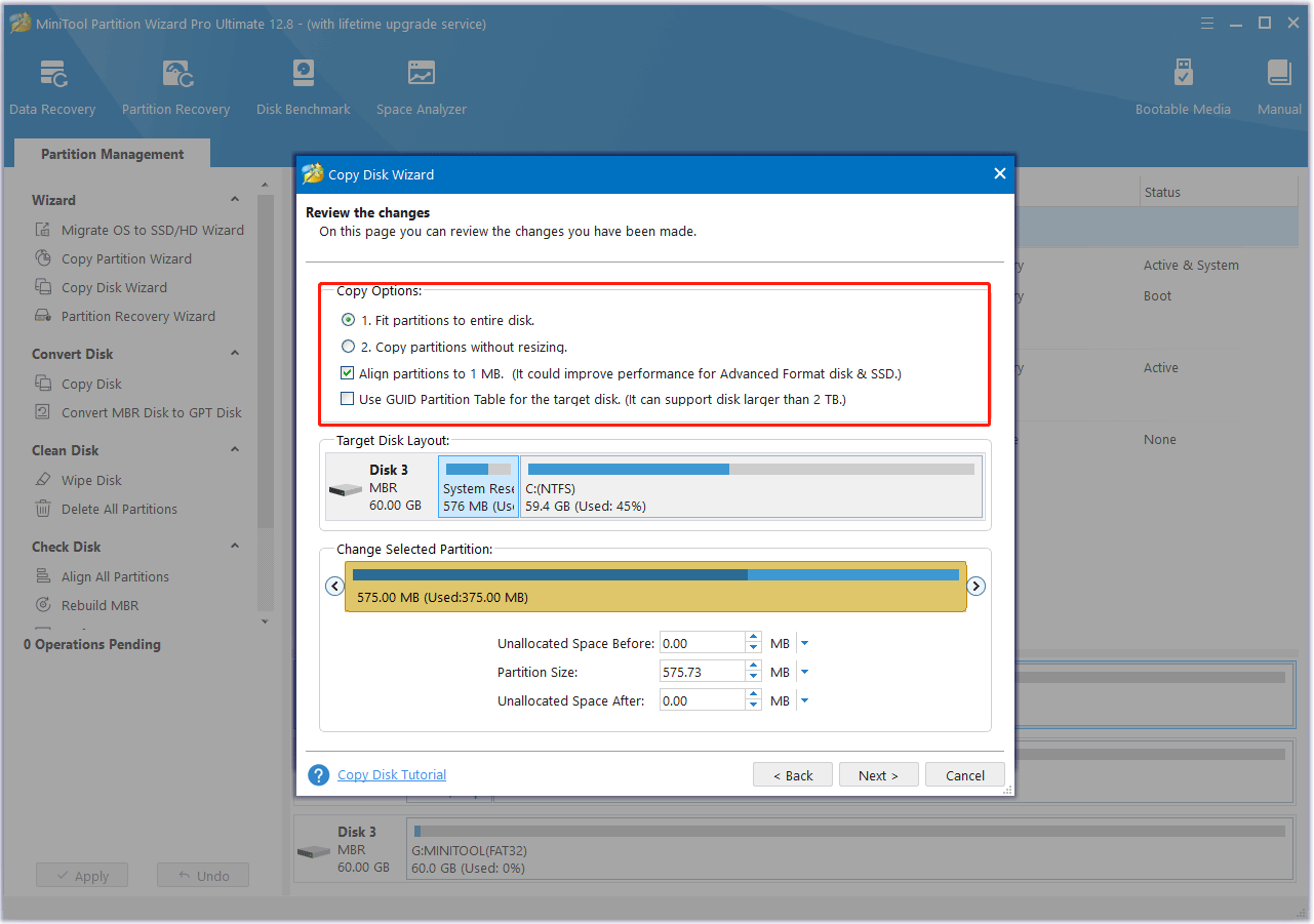 edit copy options