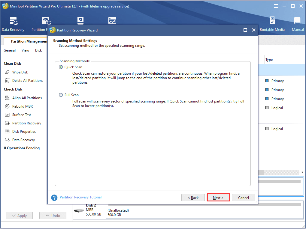 choose a scanning method