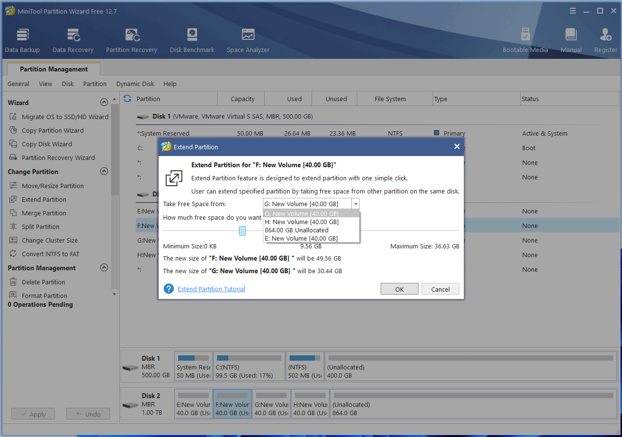 extend a partition