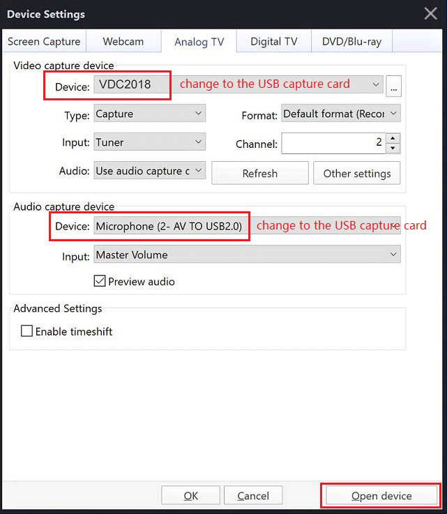 change PotPlayer device settings