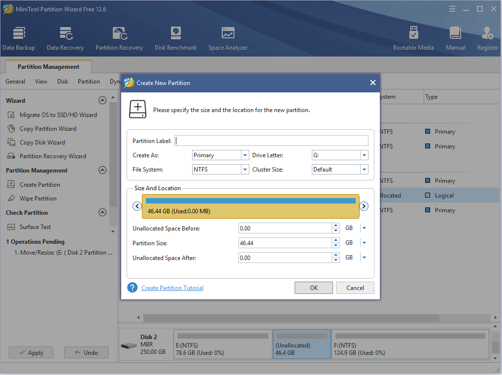 create a new partition