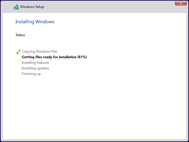 Windows 10 is installing