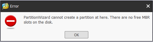 MiniTool says there is no free mbr on the disk