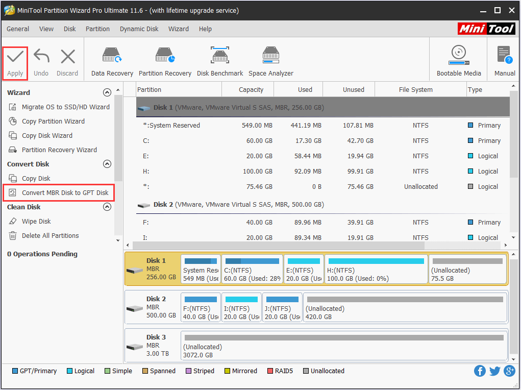 convert MBR disk to GPT