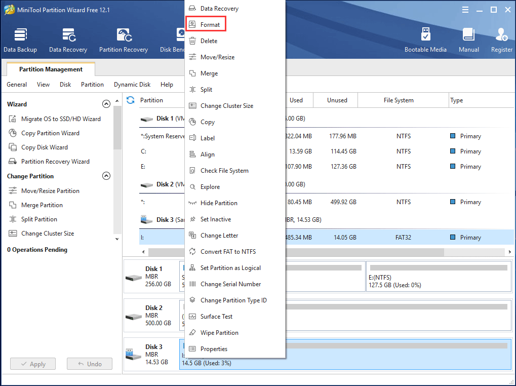 format partition with MiniTool Partition Wizard