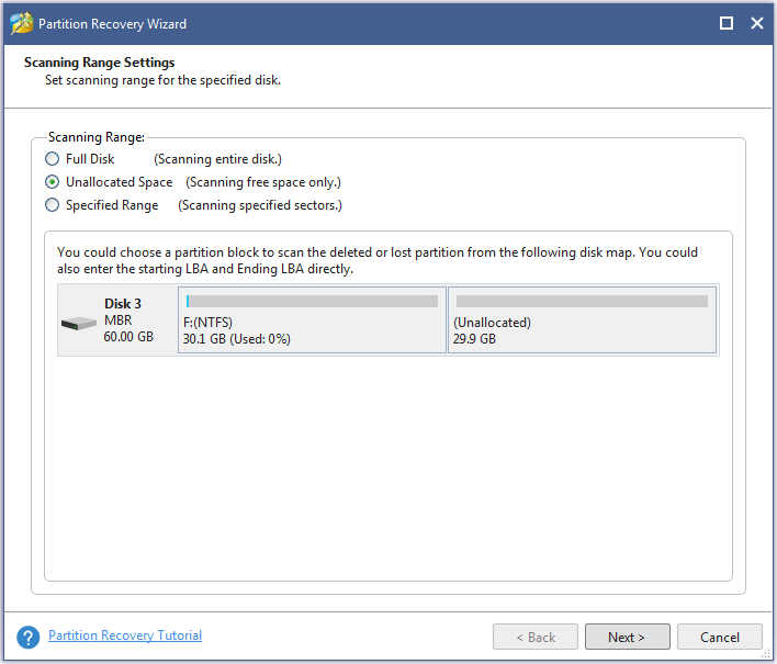 choose a scanning range