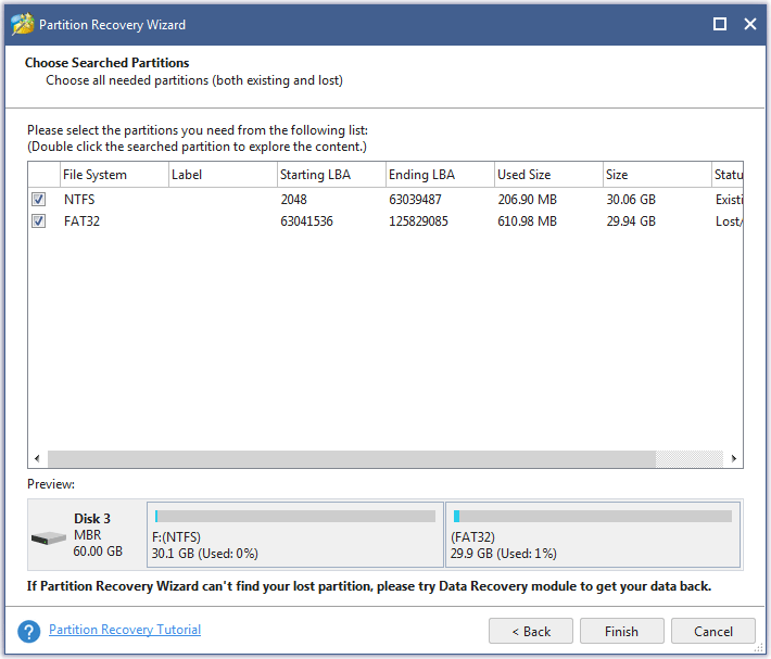 check needed partitions