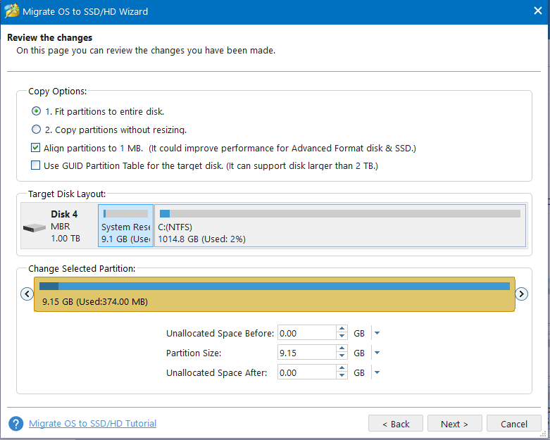 set copy options by yourself