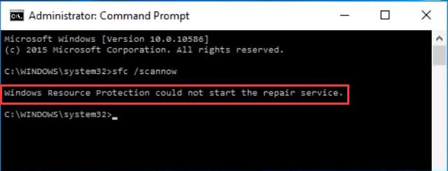 Windows resource protection could not start the repair service