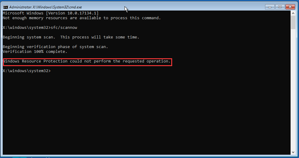 fail to run sfc /scannow command