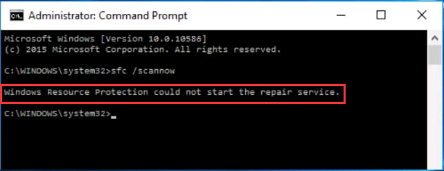 Windows Resource Protection could not start the repair service