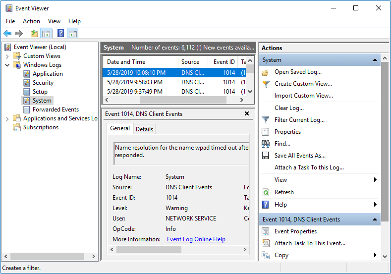 check system log