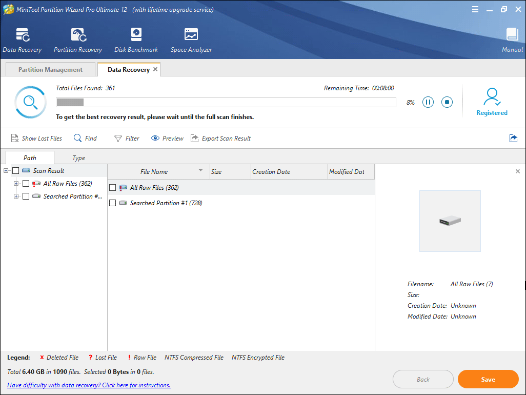 the data recovery scanning process