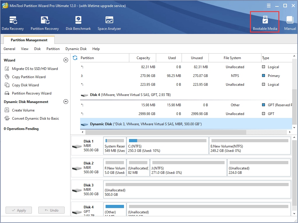 make a bootable disk of MiniTool Partition Wizard