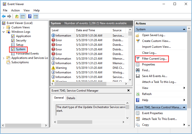 check current log of memory test