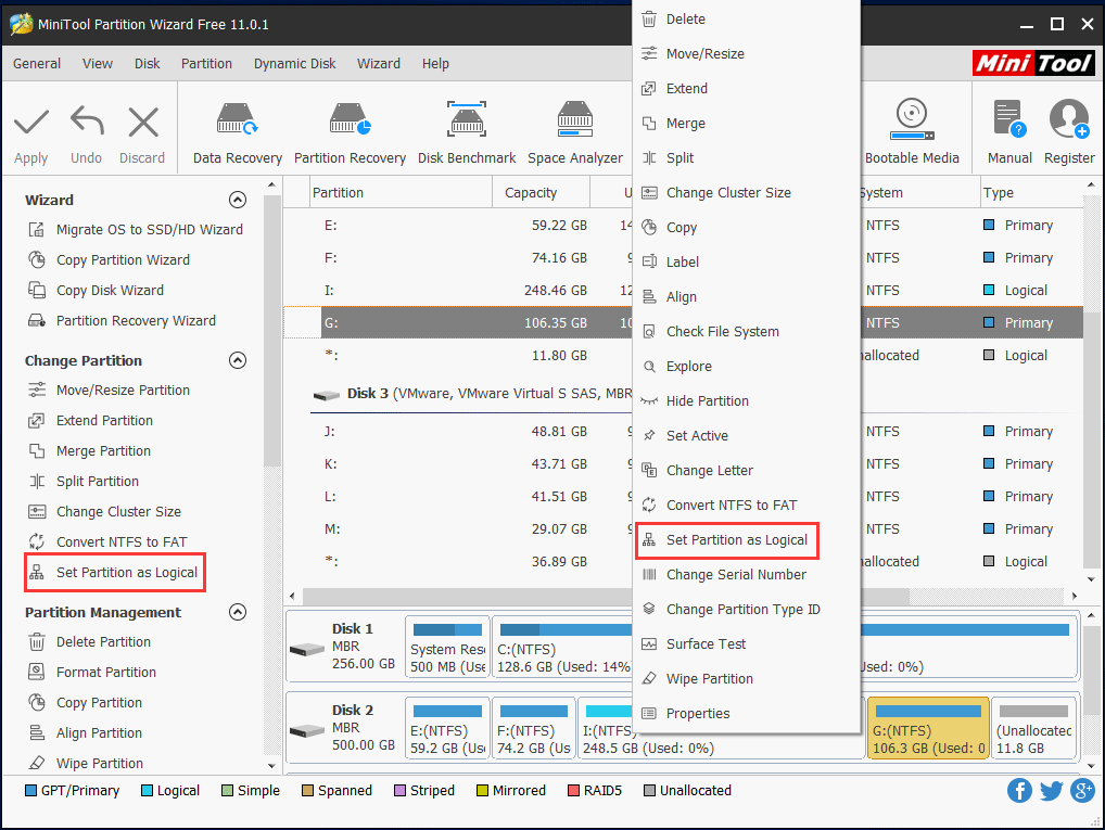 set partition as logical