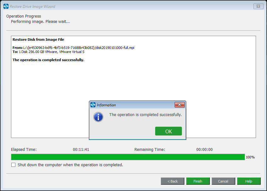 performing the system image recovery