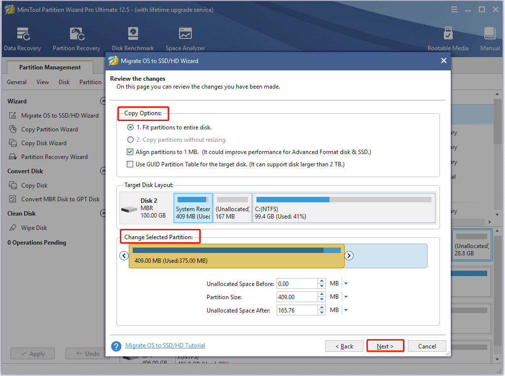 configure copy settings