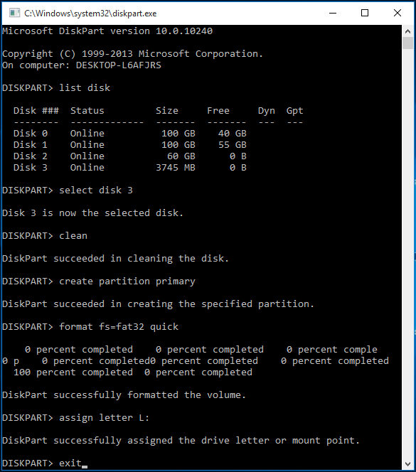 create new partition diskpart