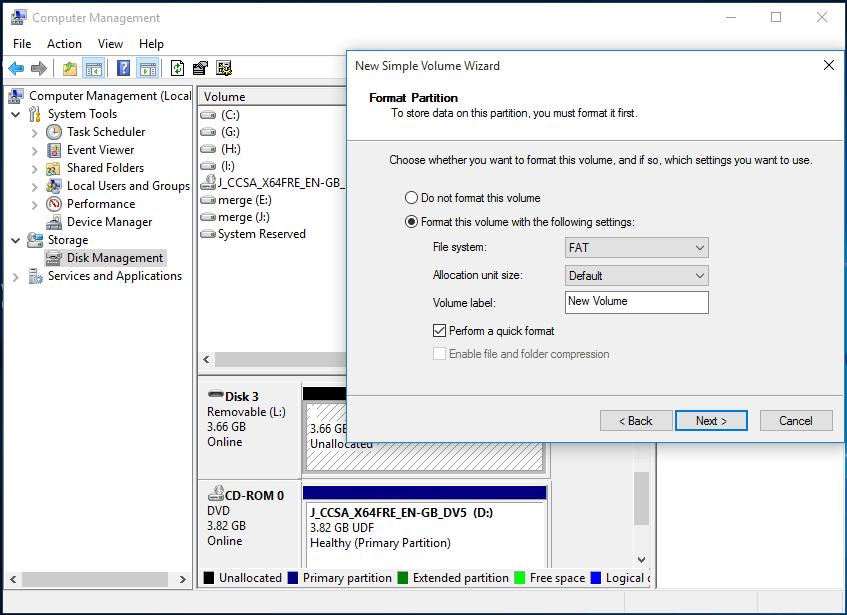 customize the new partition