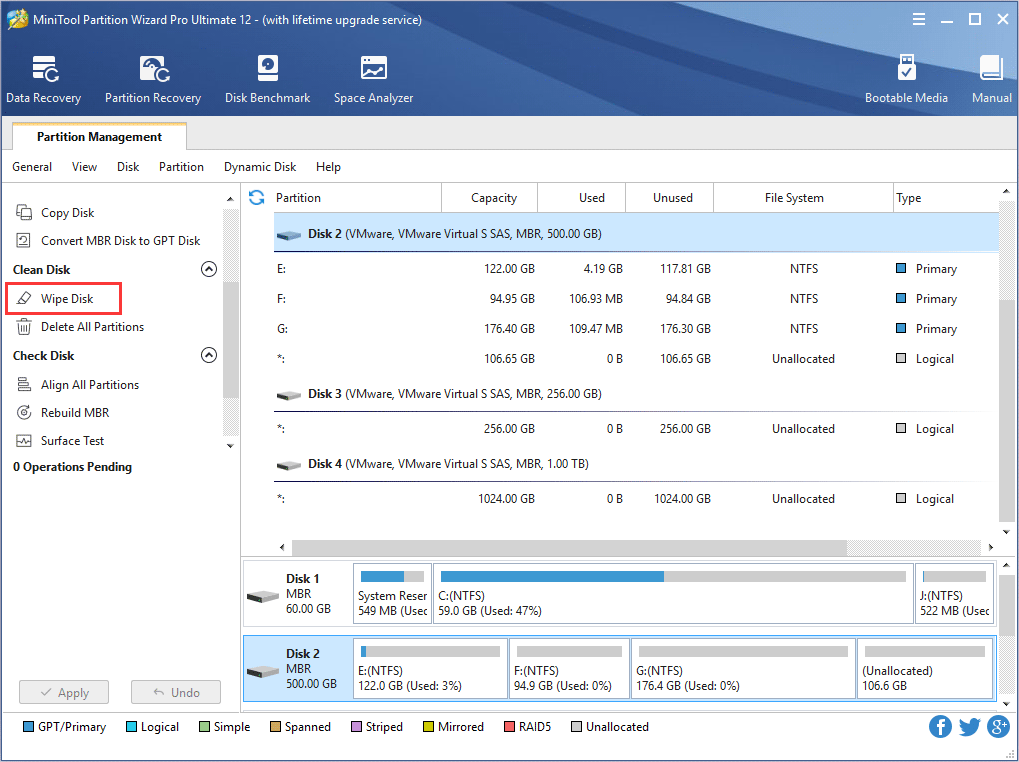 choose Wipe Disk feature